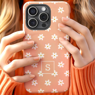 Coque Pour iPhone 15 Joli motif de fleur de lys et de pêche en monogram