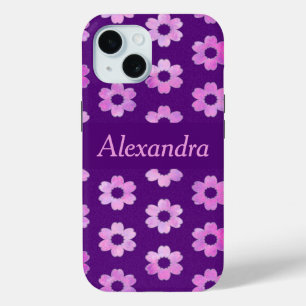 Coque Pour iPhone 15 Joli Motif de fleurs violettes
