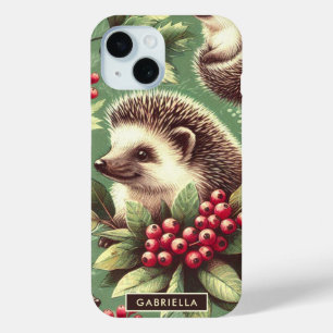 Coque Pour iPhone 15 Joli Motif de hérisson Vintage