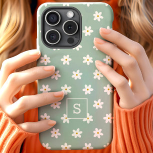 Coque Pour iPhone 15 Joli motif de sauge florale à monogramme
