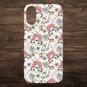 Coques iPhone 16 Plus Joli Motif des fantômes et des crânes d'Halloween