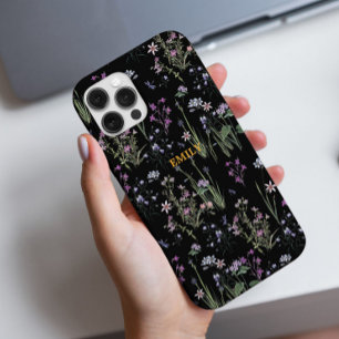 Coques iPhone 16 Pro Joli motif floral sombre Violet noir