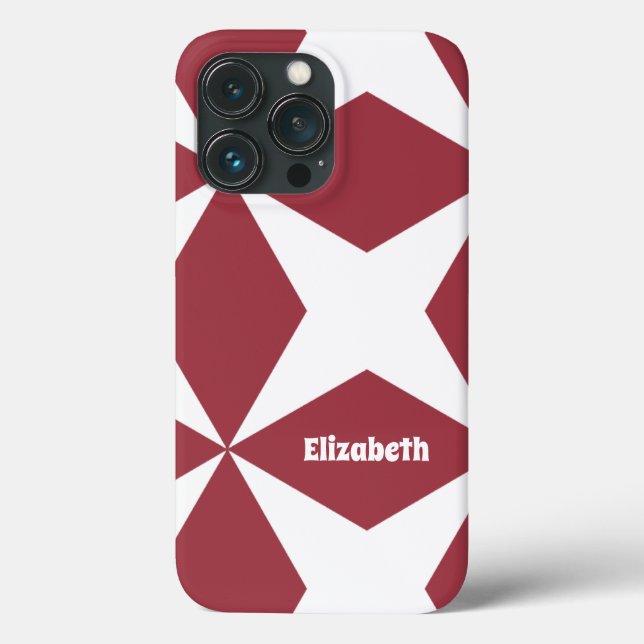 Coques Case-Mate iPhone Joli Motif moderne Monogramme Nom Trendy Rouge Bla (Verso)