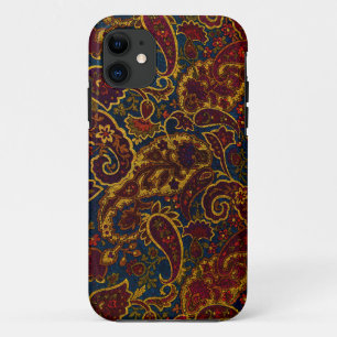 Coques Pour iPhone Joli motif paisley vintage marron foncé