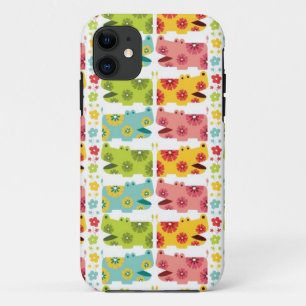 Coque Case-Mate Pour iPhone joli motif rétro de fleurs hippies hippopotames