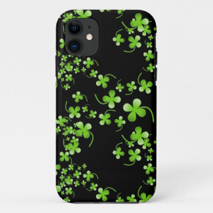 Coque Case-Mate Pour iPhone Joli motif Shamrock, vert sur accessoire noir