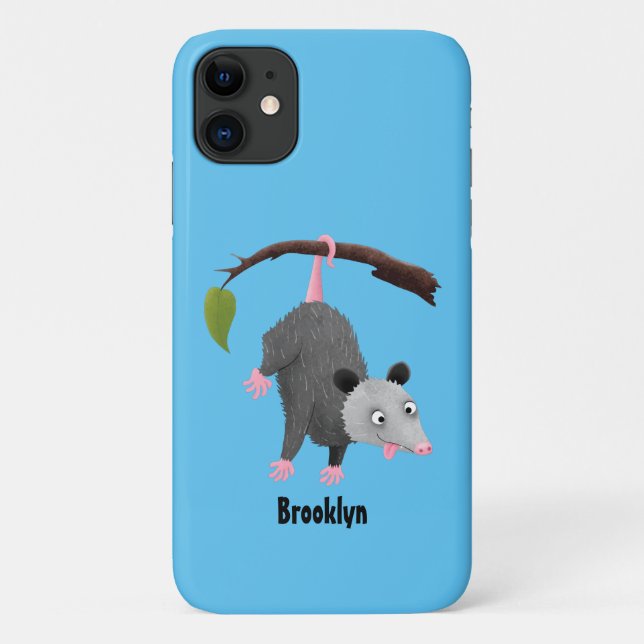 Coques Case-Mate iPhone Joli opossum accroché à la branche dessin animé (Dos)