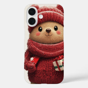 Coque Pour iPhone 16 Joli ours d'hiver Noël