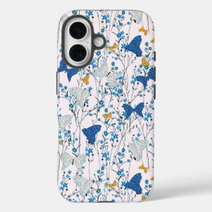 Coque Pour iPhone 16 Joli Papillons Bleus