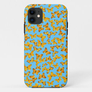 Coques Pour iPhone Joli Papillons jaunes dorés sur le bleu ciel