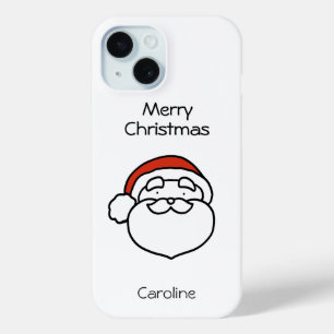 Coque Pour iPhone 15 Joli Père Noël de Noël Dessin au trait avec Chapea