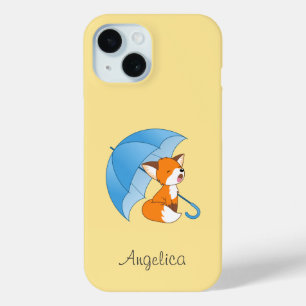Coque Pour iPhone 15 Joli Petit Renard dormant sous parapluie