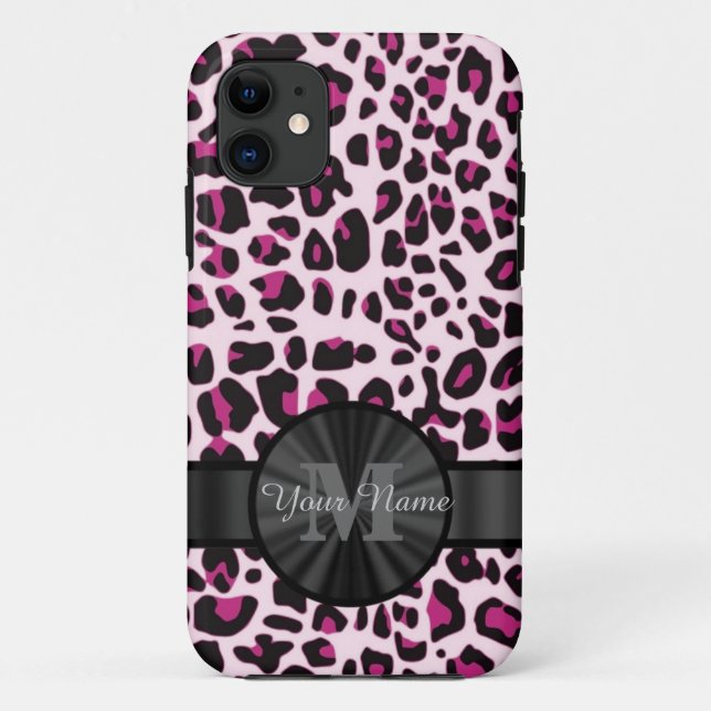 Coques Case-Mate iPhone Joli poster de animal léopard monogramed (Dos)