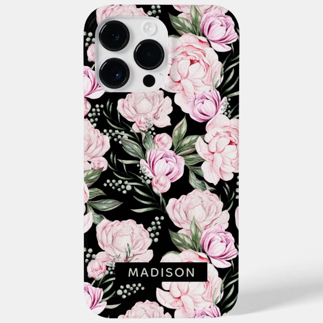 Coques Case-Mate iPhone Joli rose Floral Fille Motif Personnalisé (Verso)