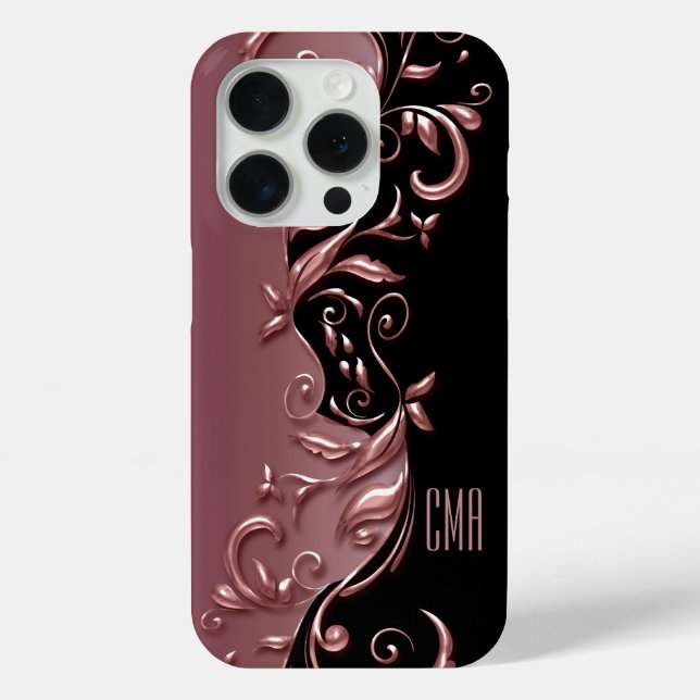 Coques Case-Mate iPhone Joli Rose Gold Ornate Design | Monogramme (Verso)