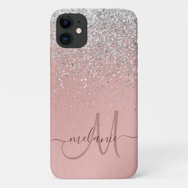 Coques Case-Mate iPhone Joli Rose Gold Parties scintillant en argent brill (Dos)