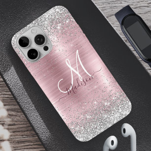 Coques iPhone 16 Pro Joli rose or argent fausse parties scintillant gir