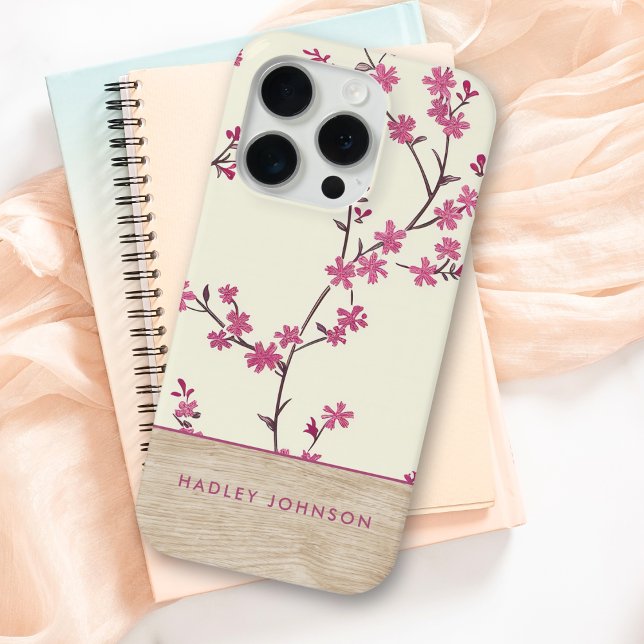 Coques Case-Mate iPhone Joli Shabby Personnalisé Chic Floral Bois Monogram (Créateur téléchargé)