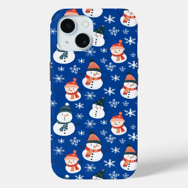 Coques Case-Mate iPhone Joli Snowman Snowflake Motif sans couture Noël (Verso)