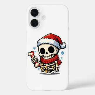 Coque Pour iPhone 16 Joli squelette de Noël tenant un bonbon canne Kawa