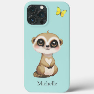 Case-Mate iPhone Case Joli suricate et papillon sur fond sarcelle