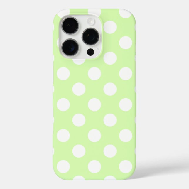 Coques Case-Mate iPhone Joli vert clair avec de grands Pois blancs (Verso)