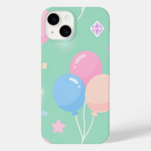 Coque Pour iPhone 14 Joli vert pastel avec ballons
