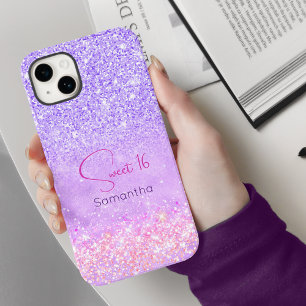 Coque Pour iPhone 15 Joli violet rose parties scintillant d'anniversair