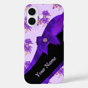 Coque Pour iPhone 16 Joli violet vintage fleuri motif