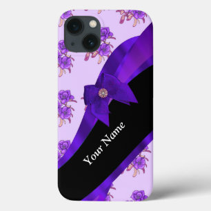 Etui iPhone 13 Joli violet vintage fleuri motif