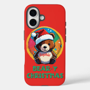 Coque Pour iPhone 16 Jolie adorable Kawaii Chibi Ours de Noël