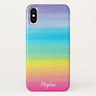Case-Mate iPhone Case Jolie aquarelle arc-en-ciel et nom