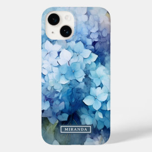 Coque Pour iPhone 14 Jolie aquarelle bleue Hydrangea Nom Modèle