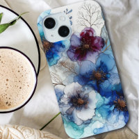 Jolie aquarelle Cerise Fleurs Bleu et Violet