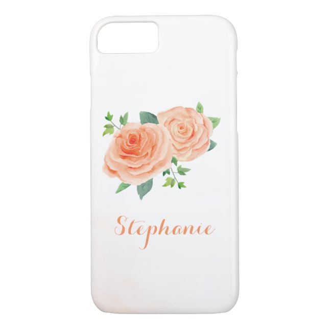 Coques Case-Mate iPhone Jolie aquarelle de Rose de pêche (Dos)