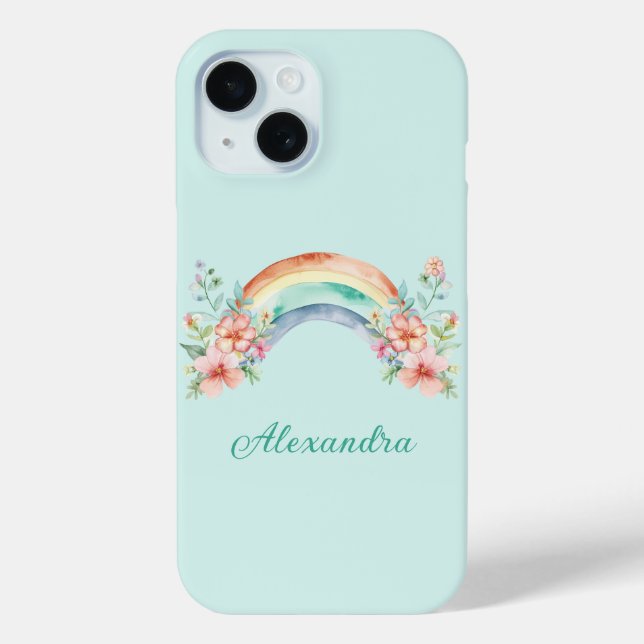 Coques Case-Mate iPhone Jolie aquarelle Fleurs et arc-en-ciel (Verso)