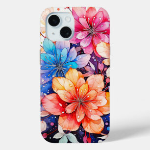 Coque Pour iPhone 15 Jolie Art Floral Rétro Coloré