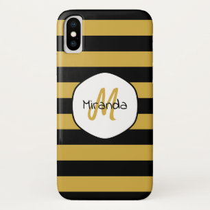 Case-Mate iPhone Case Jolie bande d'abeilles jaunes noires Nom et monogr