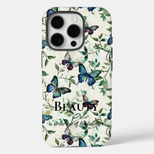 Coques iPhone 16 Pro Jolie citation Beauté Papillons Bleus