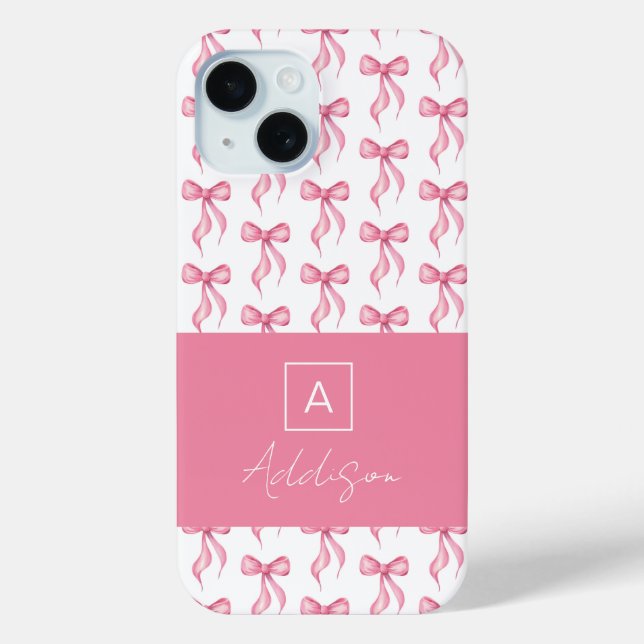 Coques Case-Mate iPhone Jolie coquette Monogramme Bow rose (Verso)