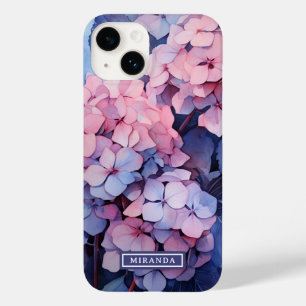 Coque Pour iPhone 14 Jolie couleur pourpre Aquarelle Hydrangea Nom Modè