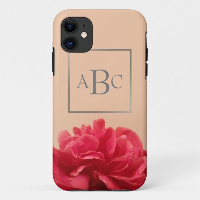 Coques Case-Mate iPhone Jolie crème rose Floral Monogramme initial (Dos)
