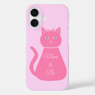 Coque Pour iPhone 16 Jolie Fille Bébé Rose Chat Mère Personnalisée