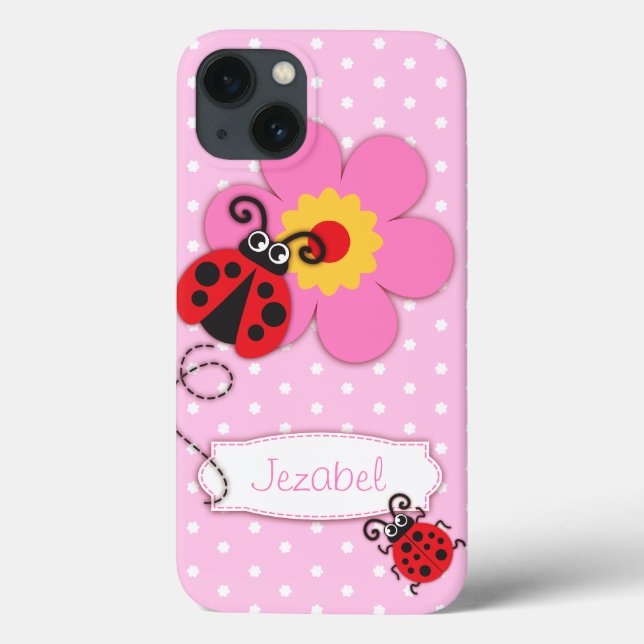 Coques Case-Mate iPhone Jolie fille ladybug nom rose (Verso)