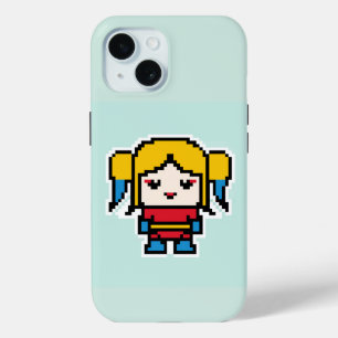 Coque Pour iPhone 15 Jolie fille pixellisée jetez oreiller poche montre