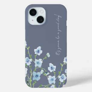 Coque Pour iPhone 15 Jolie fleur bleue aquarelle