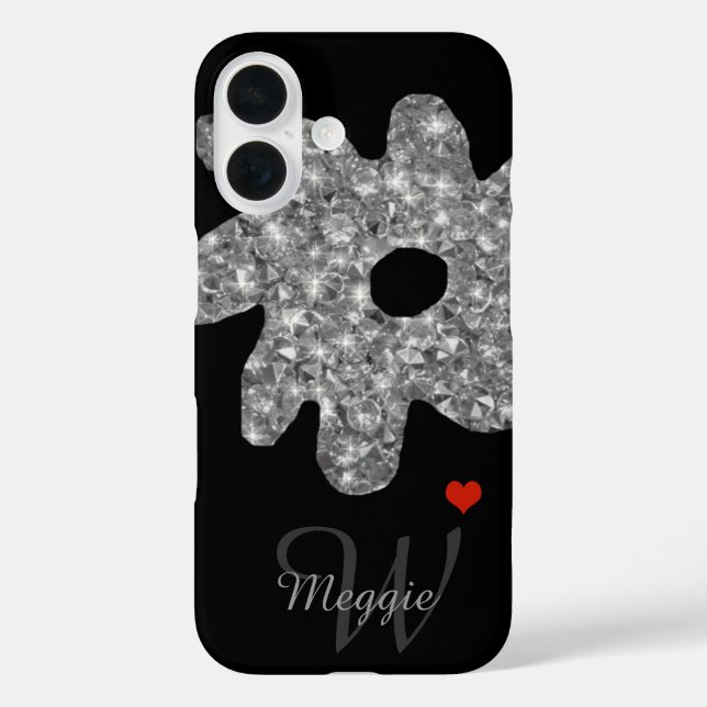 Coques Case-Mate iPhone jolie fleur brillante avec nom et initiale (Verso)