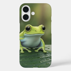 Coque Pour iPhone 16 Jolie grenouille verte sur feuille
