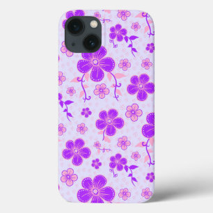 Case-Mate iPhone Case Jolie impression florale violet et rose sur Lavend