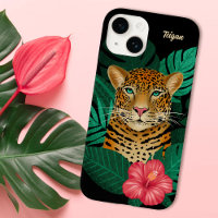 Jolie jungle léopard Art Floral | Noir | Nom